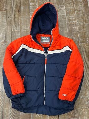 Hawke & Co Navy, Orange and White Hooded Puffer Jacket for Boys